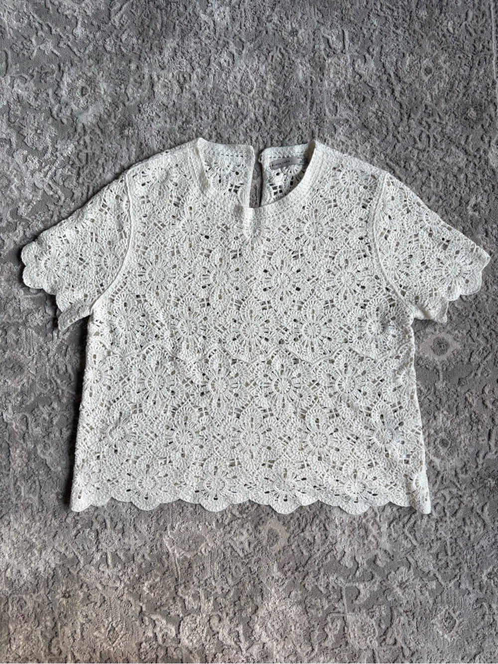 Black Tape Ivory Crochet Lace Short Sleeve Top Coverup Tee Vacation White XL